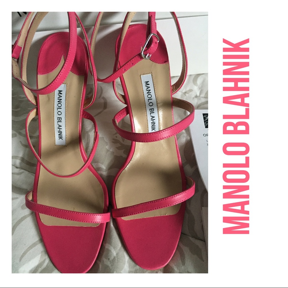 Manolo Blahnik Hot Pink Strappy Sandals